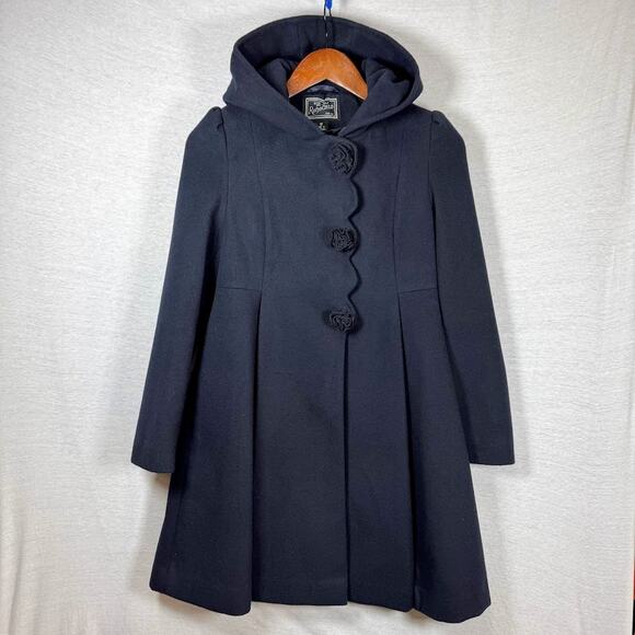 Tailored by Rothschild Winter Pea Coat Hooded Navy Girls sz 12 - Picture 1 of 10